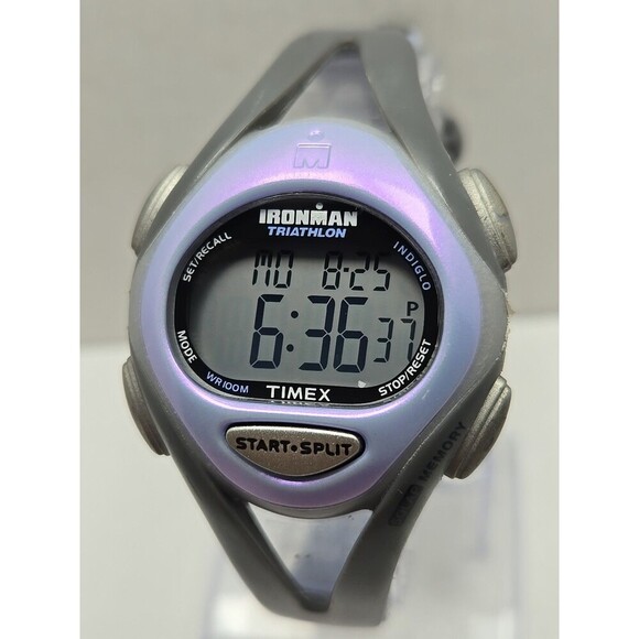 Timex Ironman Triathlon 50 Lap Purple Gray WR 100M Indiglo Watch New Battery - Picture 4 of 11